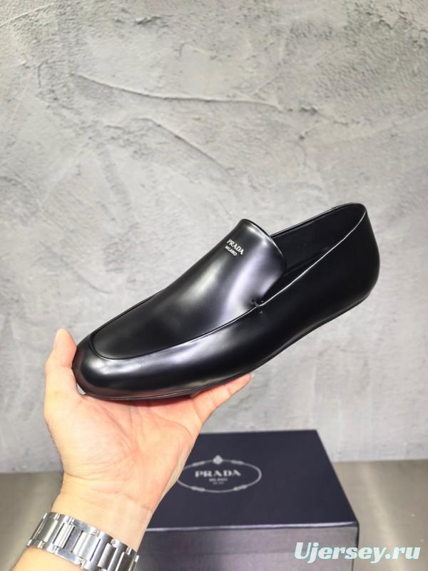 Prada Shuffle Monk Loafers Classic Retro Men's Leather Shoes - AS00380