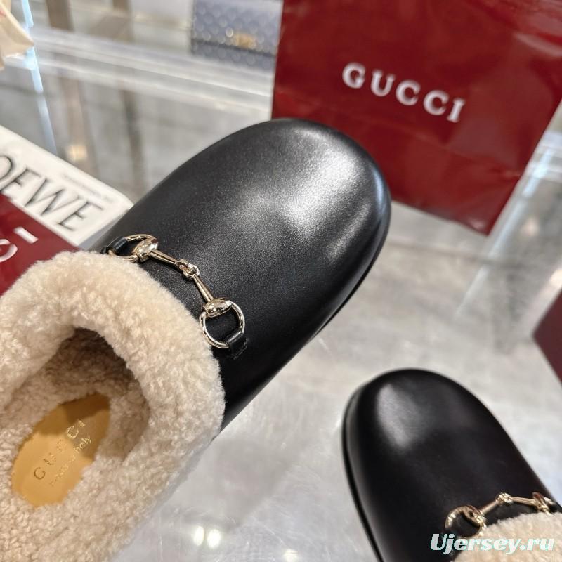 Gucci 2025 SS Autumn Winter New Suede Leather Horsebit Detail Women's Wool Loafers - LY00260