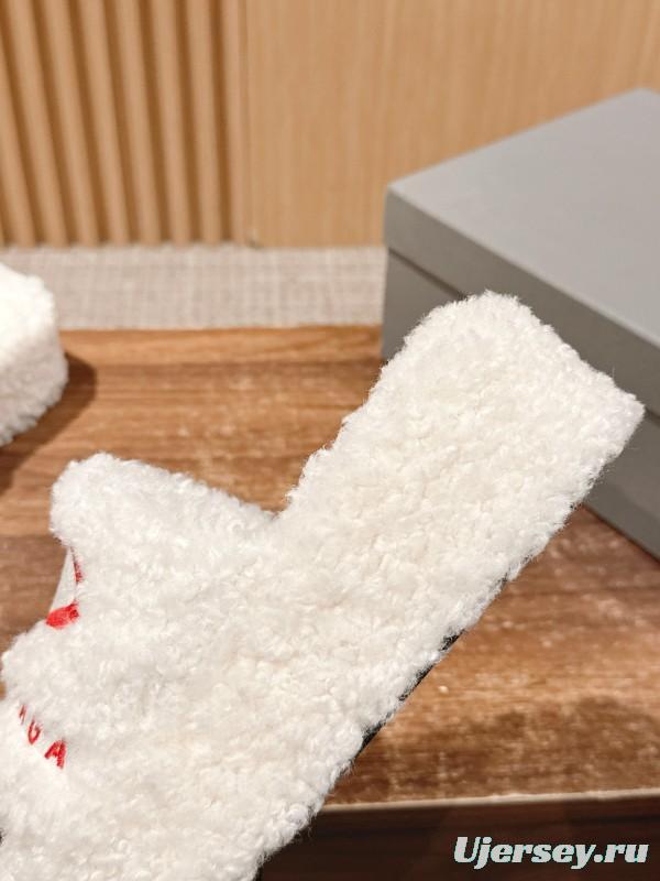 Balenciaga 2025 SS Qixi Limited Series Letter Embroidery Platform Shearling Slippers - AS00200