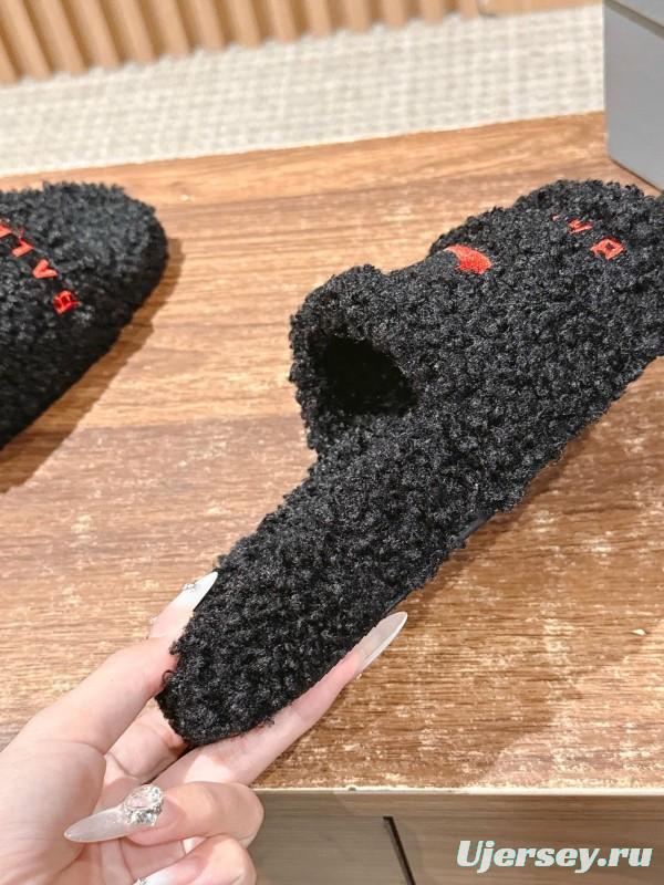 Balenciaga Paris World Limited Edition Series Embroidered Platform Shearling Slippers - AS00200