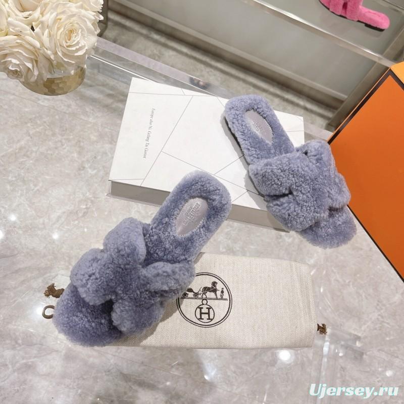 H Teddy Wool H Slippers Flat Sole - LY00240