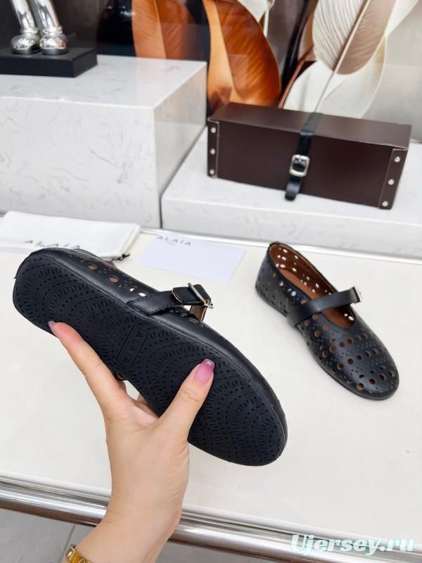 Alaia 2025/SS Perforated Ballet Flats - LY00320