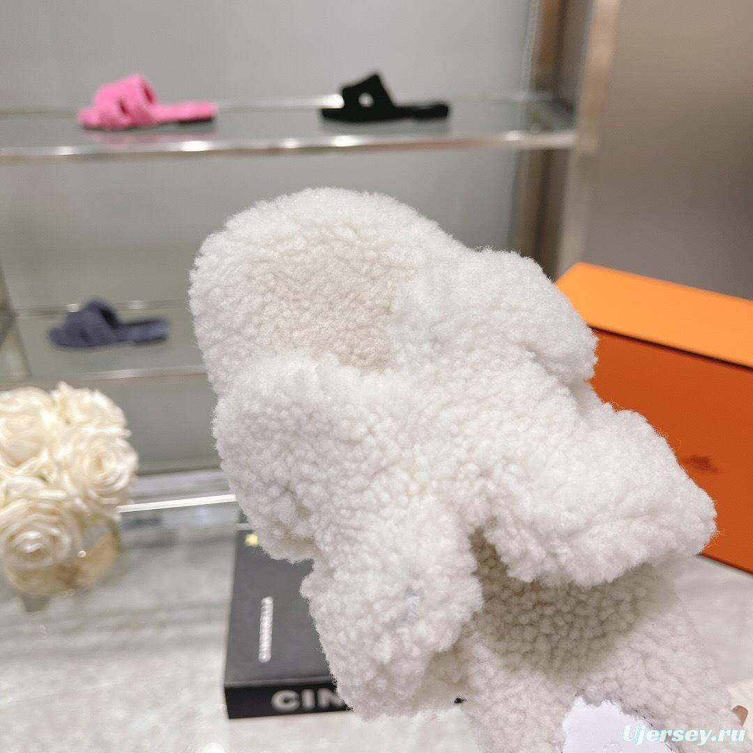 H Teddy Wool H Slippers Flat Sole - LY00240