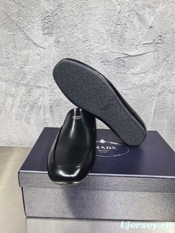 Prada Shuffle Monk Loafers Classic Retro Men's Leather Shoes - AS00380