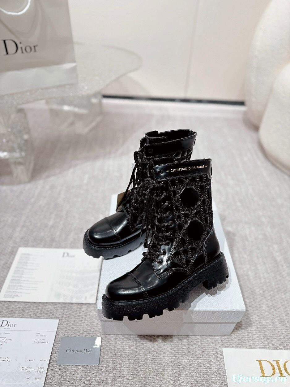 DIOR CHRONO Embroidered Motorcycle Ankle Boots - LY00400