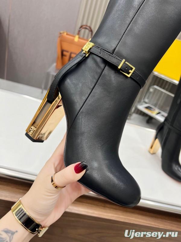 FENDI Delfina Round Toe Boots with FF Buckle - LY00520