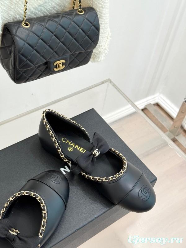 Chanel 2025 SS Hollow Chain Bow Mary Jane Shoes - KFY00290/KFY00300