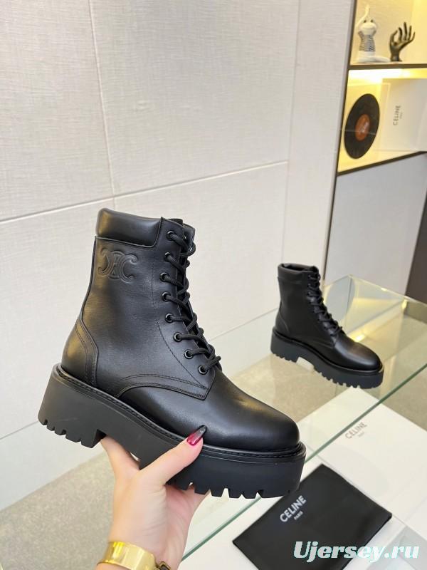 Celine BULKY TRIOMPHE Lace-Up Boots with Calfskin Upper - L Y00340