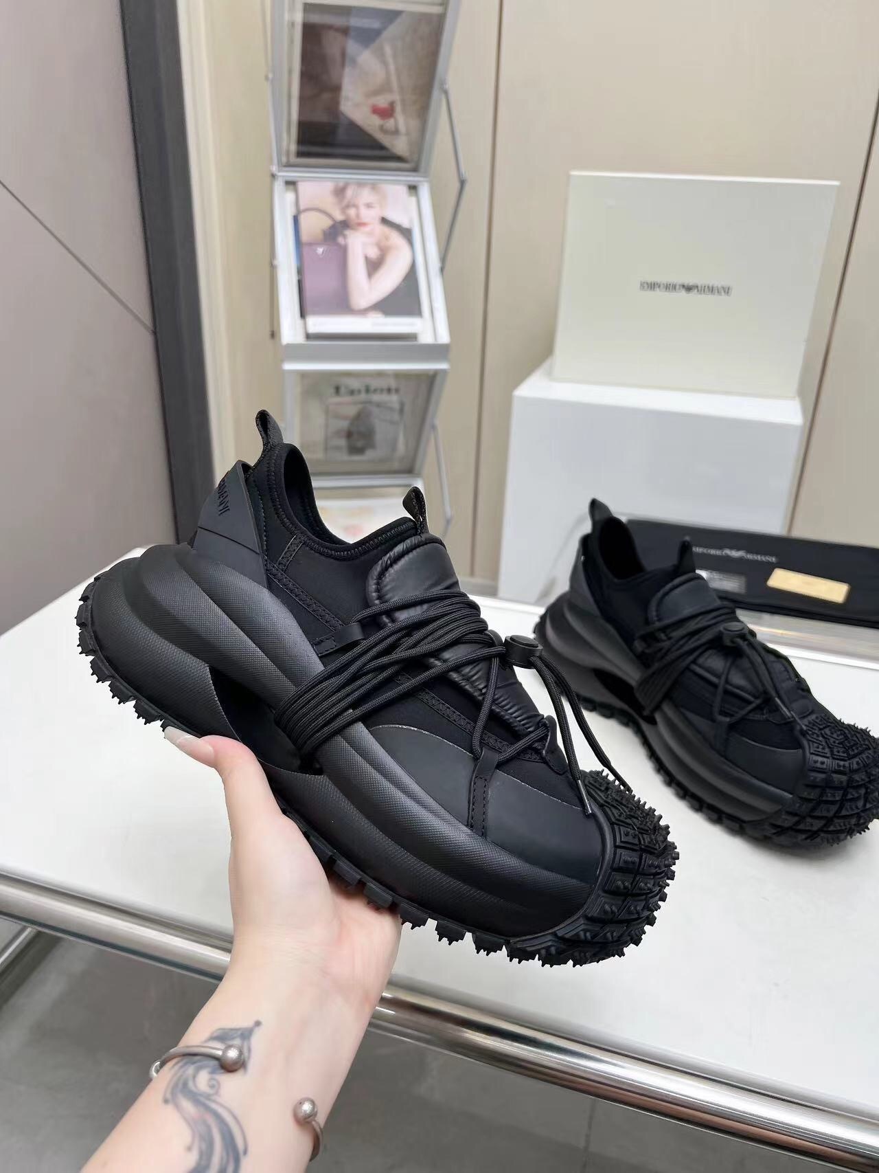 Armani 2025/SS Men's Sneakers with Tire Sole and Drawstring Design - LY00420