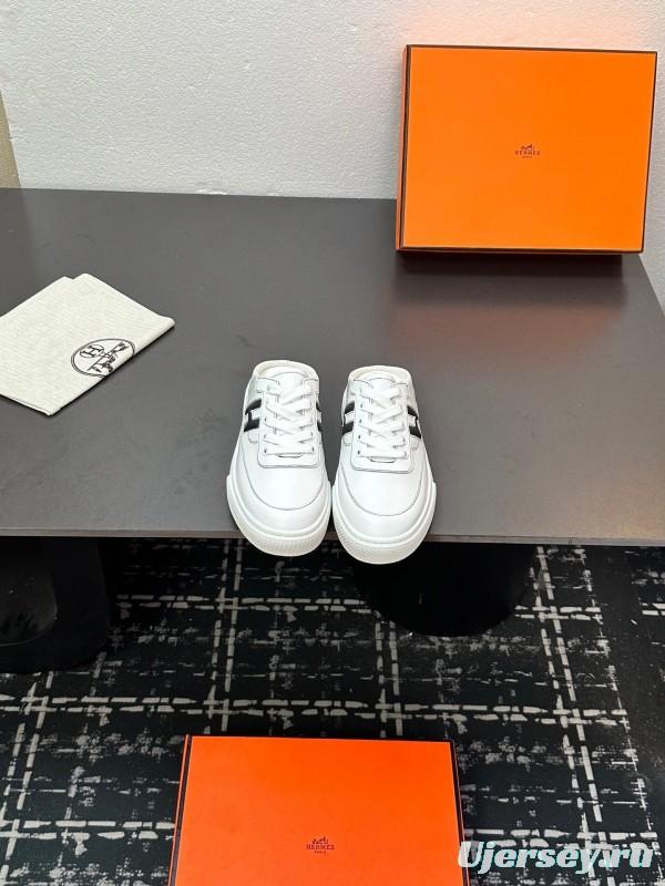 Hermès Deep Series Couple White Sneakers Casual Skate Shoes - AS00320