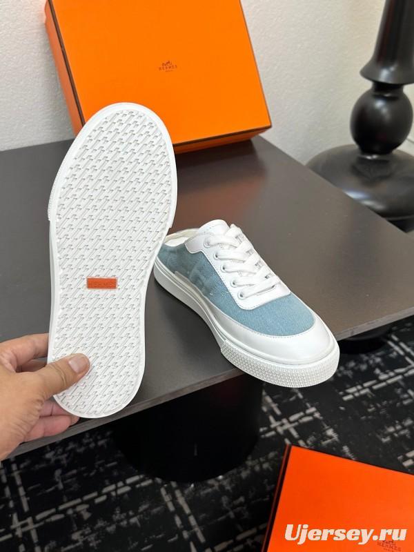 Hermès Deep Series Couple's White Sneakers Casual Skate Shoes - AS00320