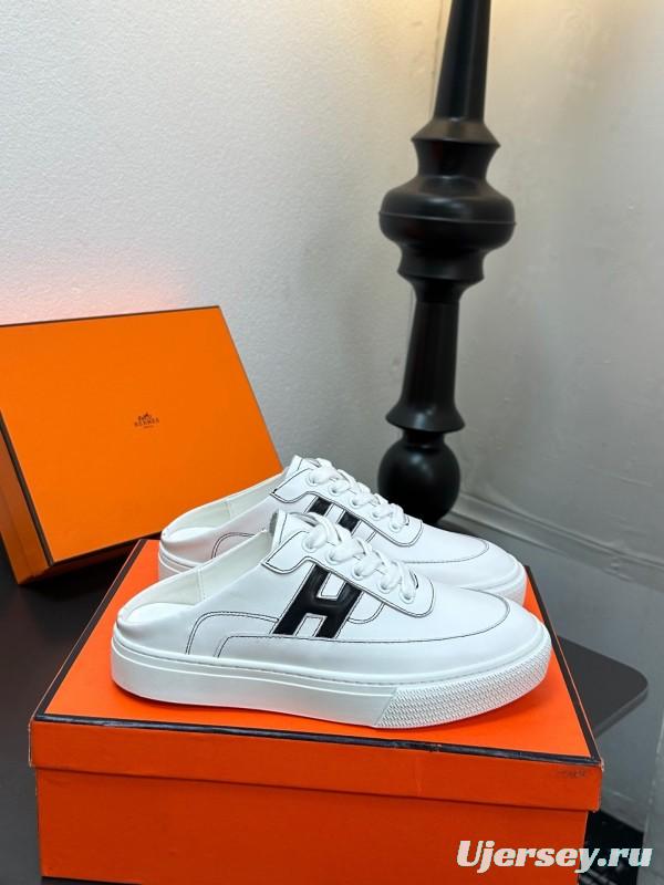 Hermès Deep Series Couple White Sneakers Casual Skate Shoes - AS00320