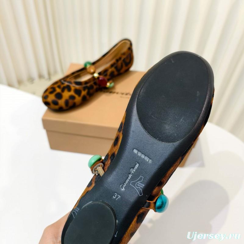 Gianvito Rossi Bohemian Style Turquoise Flat Ballet Shoes - LY00320