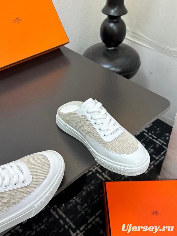 Hermès Deep Series Couple White Sneakers Casual Skate Shoes - AS00320