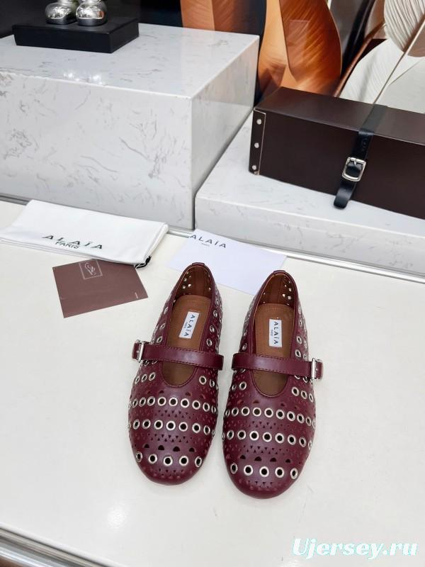 Alaia 2025/SS Perforated Ballet Flats - LY00320