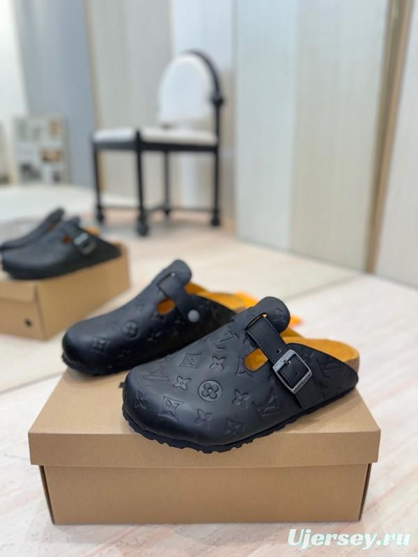Louis Vuitton Louis Vuitton × BIRKENSTOCK Collaboration Boston Closed-Toe Soft Sole Mule Slippers - KFY00300