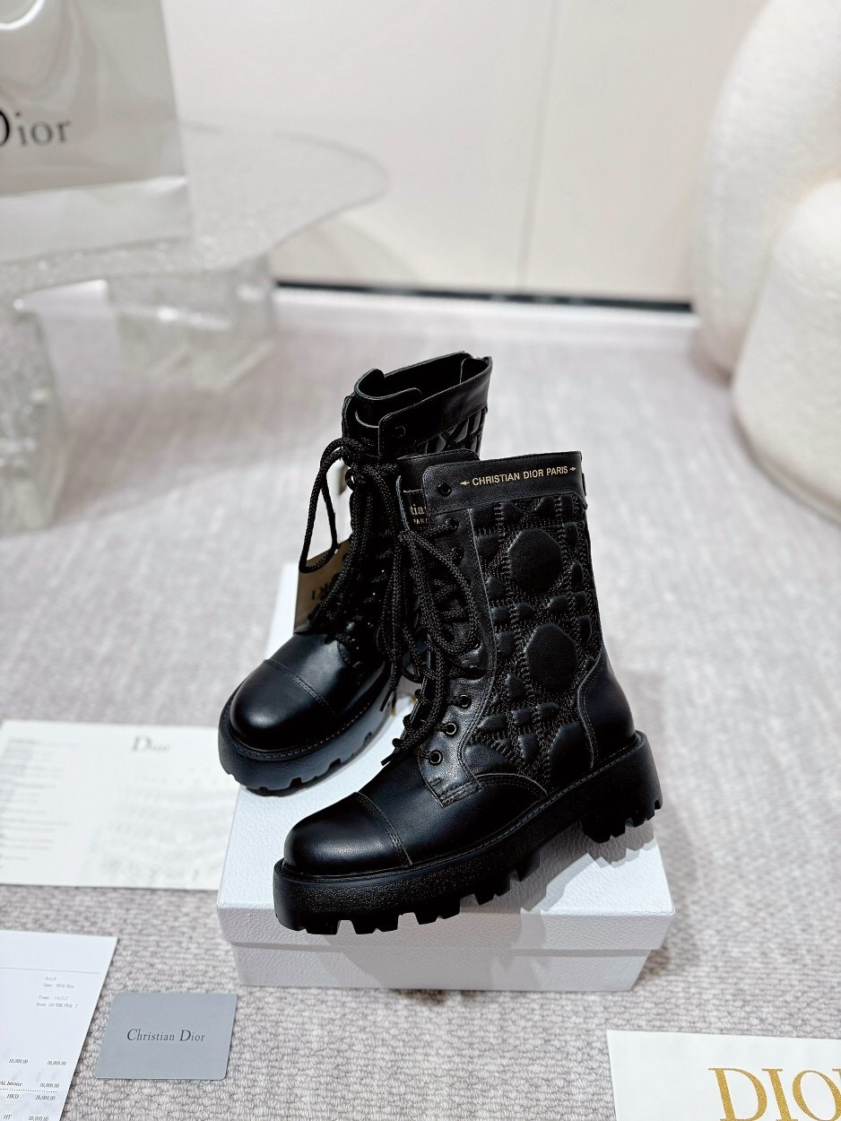 DIOR CHRONO Embroidered Motorcycle Ankle Boots - LY00390