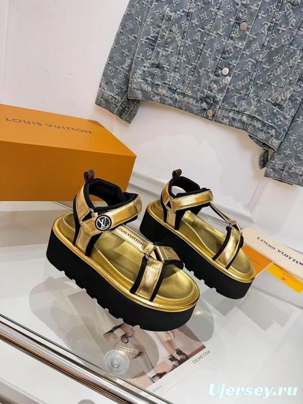 Louis Vuitton 2025/SS Latest High-End Fashion Versatile Sandals with Thick Sole Heightening and Slimming Effect - LY00