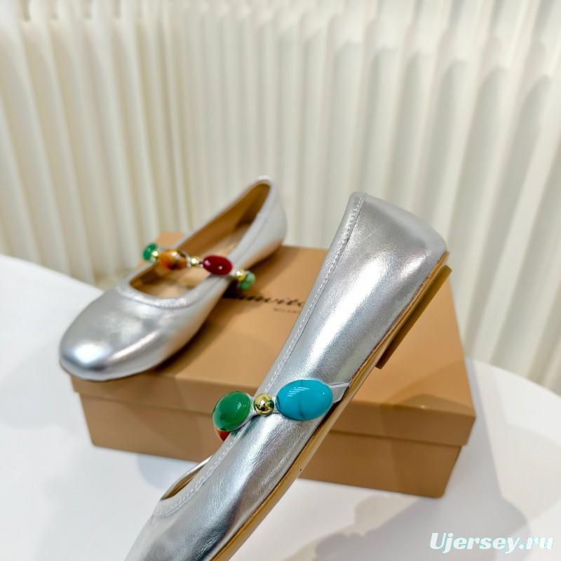 Gianvito Rossi Bohemian Style Turquoise Flat Ballet Shoes - LY00320