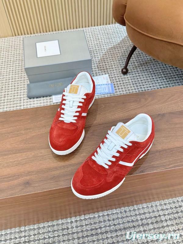 Tom Ford 2025 SS Casual Sneakers with Classic Color Blocking and Imported Leather Insole - AS00350