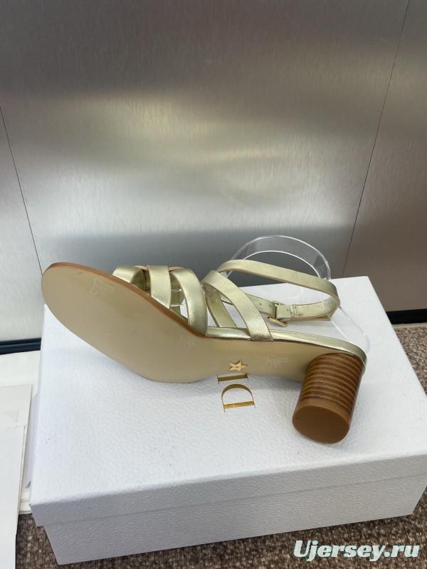 Dior D-Club Jelly Color Hollow Layered Cross Strap Mid Heel Women Shoes - KFY00290