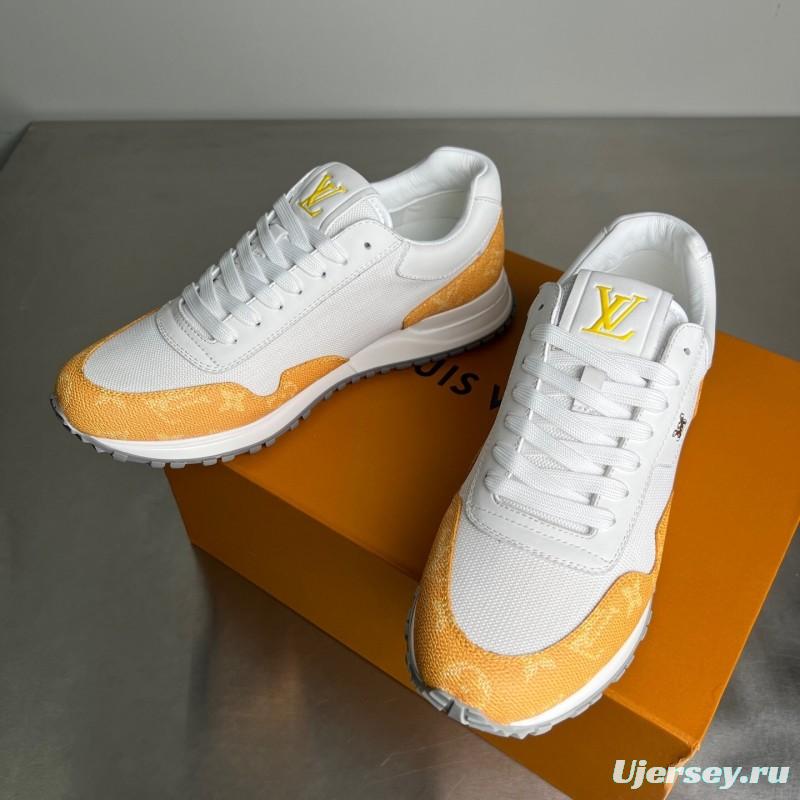 Lv Run Away Calfskin Leather Round Toe Lace-Up Low Top Casual Shoes Men's - YC