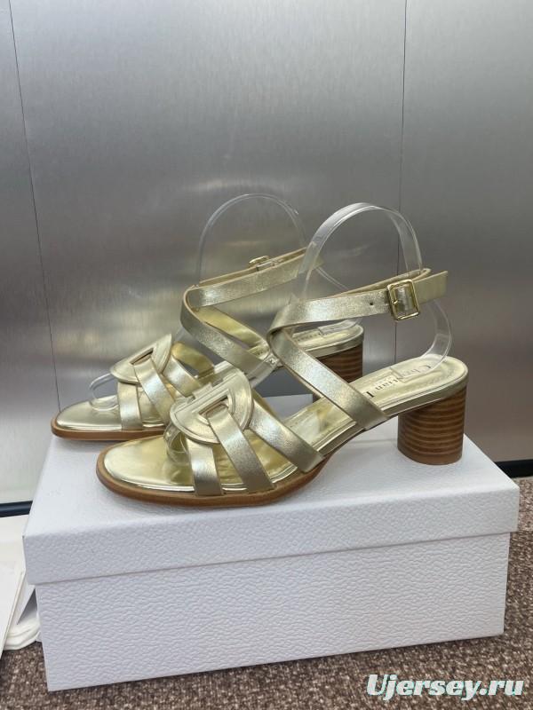 Dior D-Club Jelly Color Hollow Layered Cross Strap Mid Heel Women Shoes - KFY00290