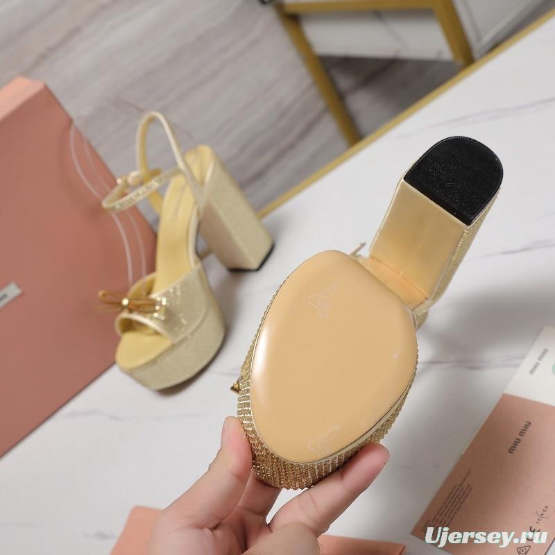 MIUMIU Bling Bling Swarovski Crystal Sandals with 11.5cm Heel - KFY00340