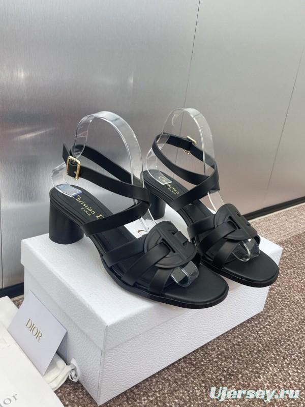 Dior D-Club Jelly Color Hollow Layered Cross Strap Mid Heel Women Shoes - KFY00290