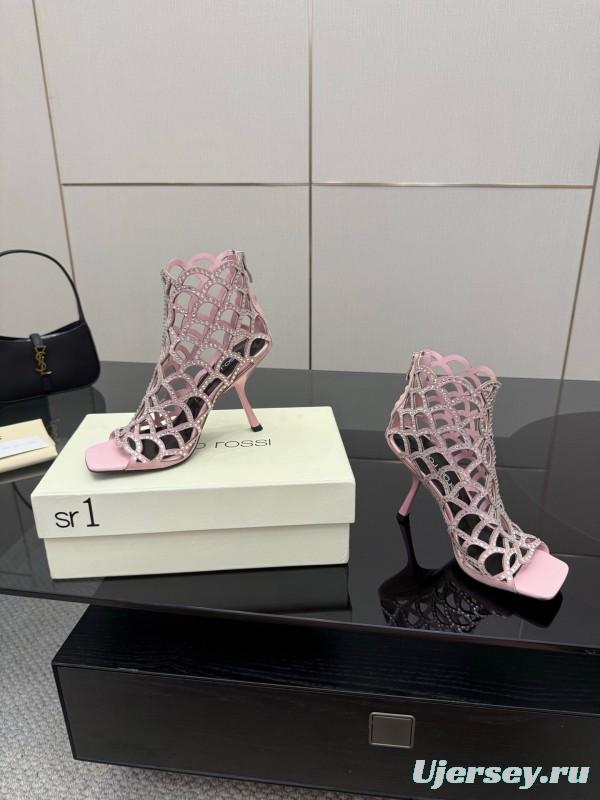 Sergio Rossi Mermaid Sandals 2025 SS Collection Elegant Fishnet High Heels - KFY00470