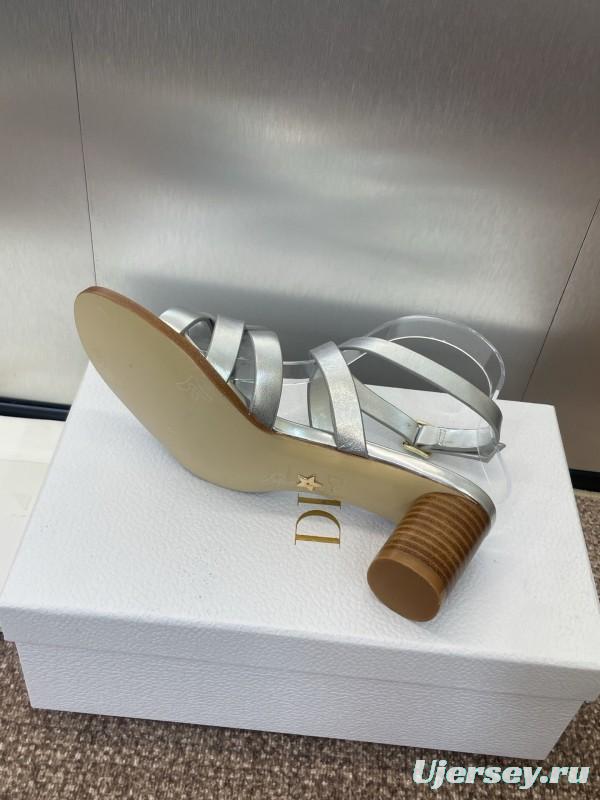 Dior D-Club Jelly Color Hollow Layered Cross Strap Mid Heel Women Shoes - KFY00290