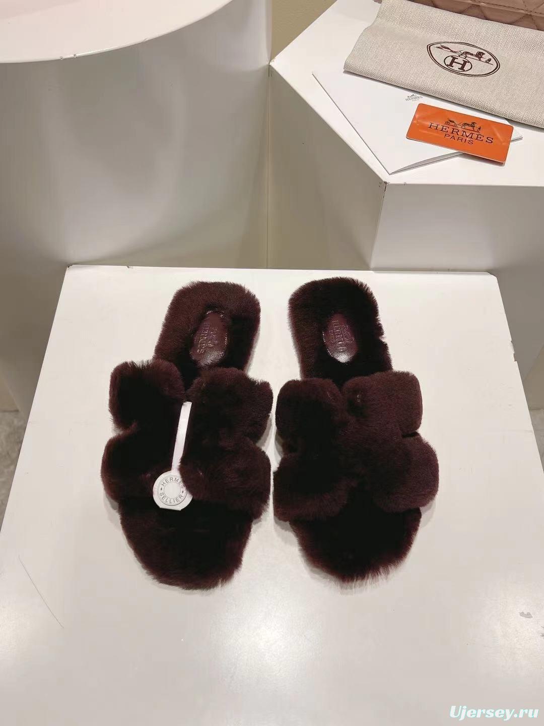 Hermès 2025 SS Love Flat Wool Slippers - LY00240