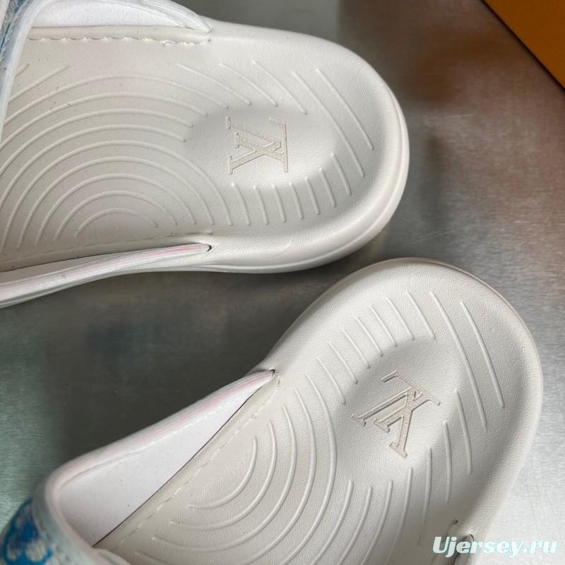 Louis Vuitton Miami Mule Slip-On Sandals with Velcro Strap - YC