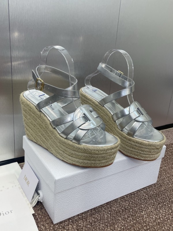 Dior D-Club Jelly Color Hollow Layered Cross Strap Platform High Heel Women's Shoes - KFY00290