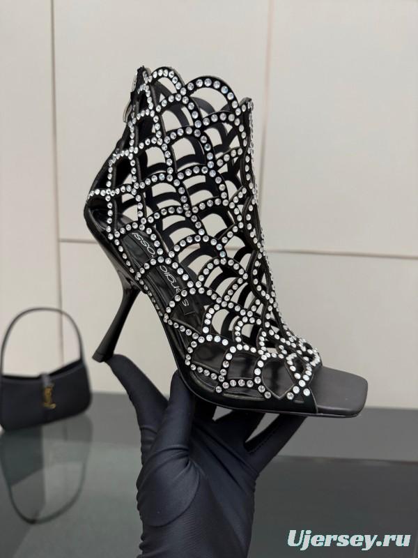 Sergio Rossi Mermaid Sandals 2025 SS Collection Fishnet High Heels - KFY00470