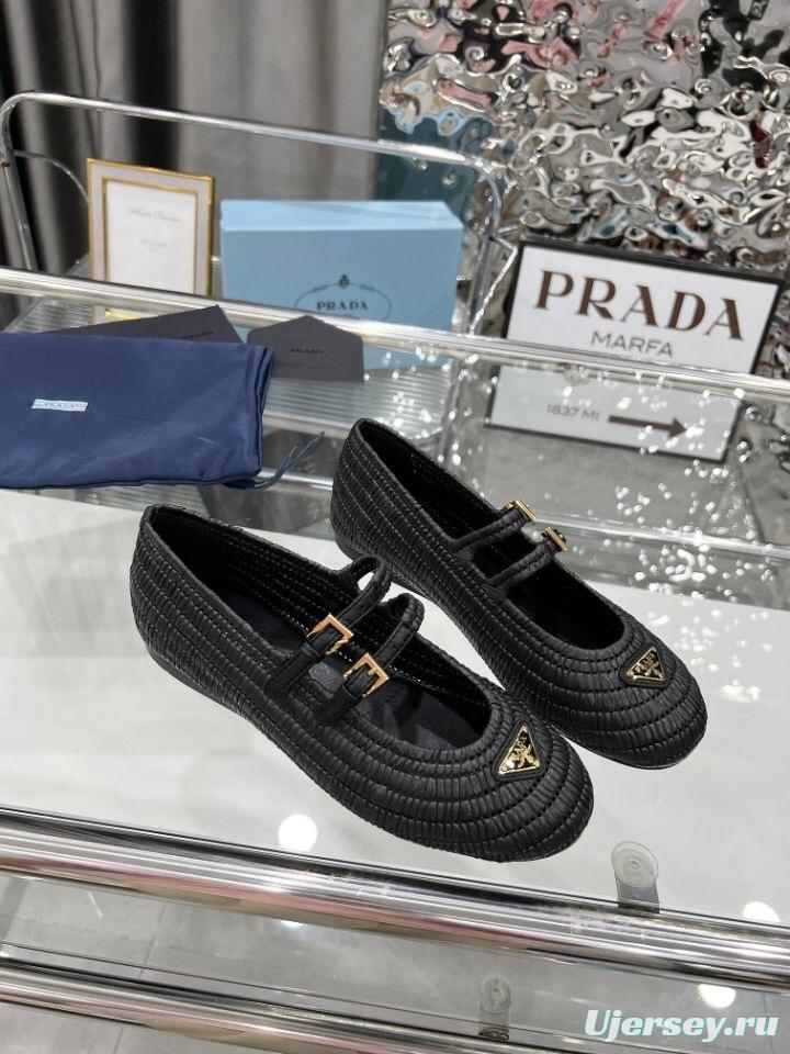 Prada Summer New Raffia Ballet Flats - KFY00340