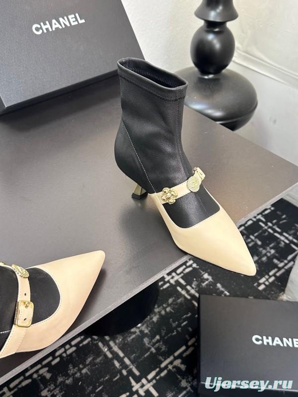 Chanel 2025/SS 24B Autumn Winter New High Heel Bow Sock Boots - LY00380