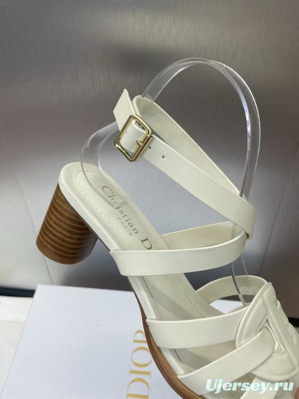 Dior D-Club Jelly Color Hollow Layered Cross Strap Mid Heel Women Shoes - KFY00290