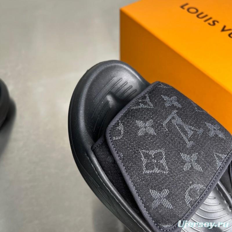 Louis Vuitton Miami Mule Slip-On Sandals with Hook and Loop Fastener - YC