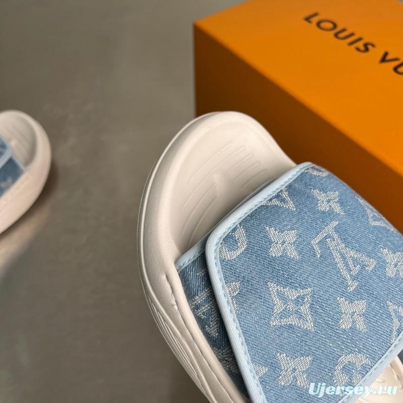 Louis Vuitton Miami Mule Slippers with Hook-and-Loop Strap - YC