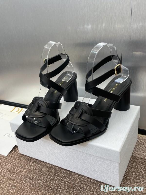 Dior D-Club Jelly Color Hollow Layered Cross Strap High Heel Women's Shoes - KFY00290