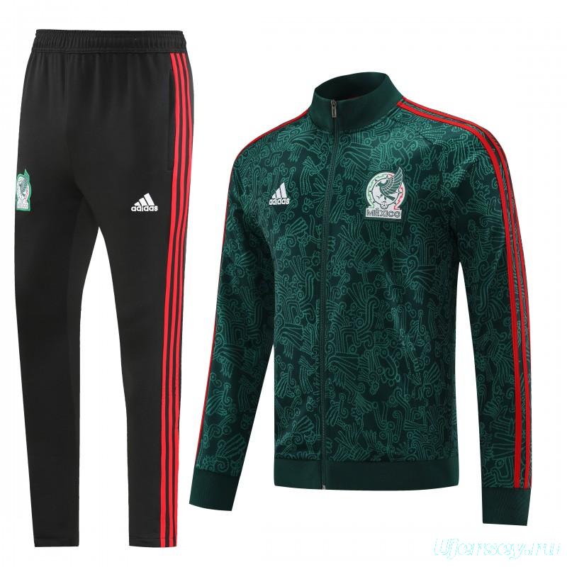 2025 Mexico Green Full Zipper Jacket+Long Pants