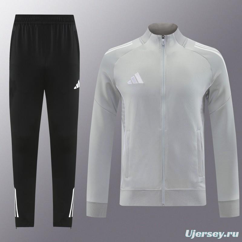 2025 Adidas Grey Full Zipper Jacket+Long Pants