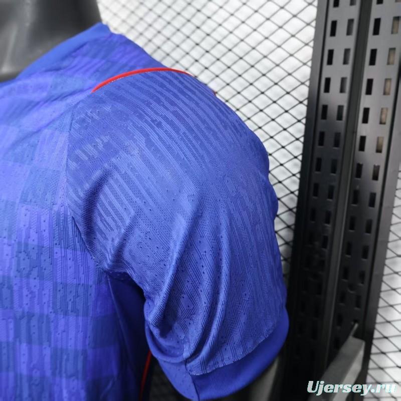 Player Version 2026 Croatia Away Blue with Subtle Checkerboard Pattern Jersey