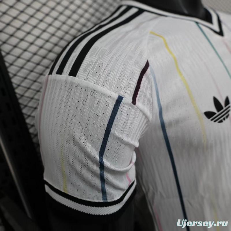 Player Version 2026 Japan Away White with Colorful Vertical Stripe Pattern Jersey