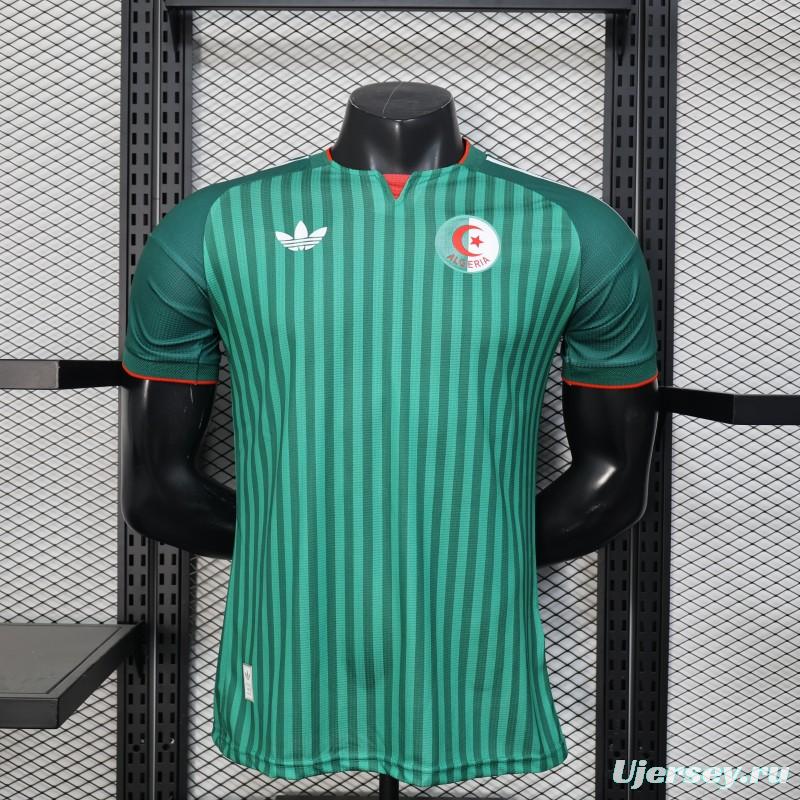 Player Version 2026 Algeria Home Green with Vertical Stripe Pattern Jersey