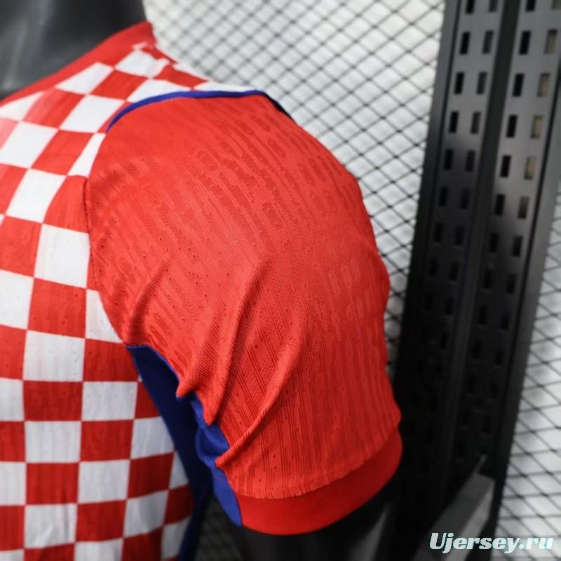 Player Version 2026 Croatia Home Red and White with Checkerboard Pattern Jersey