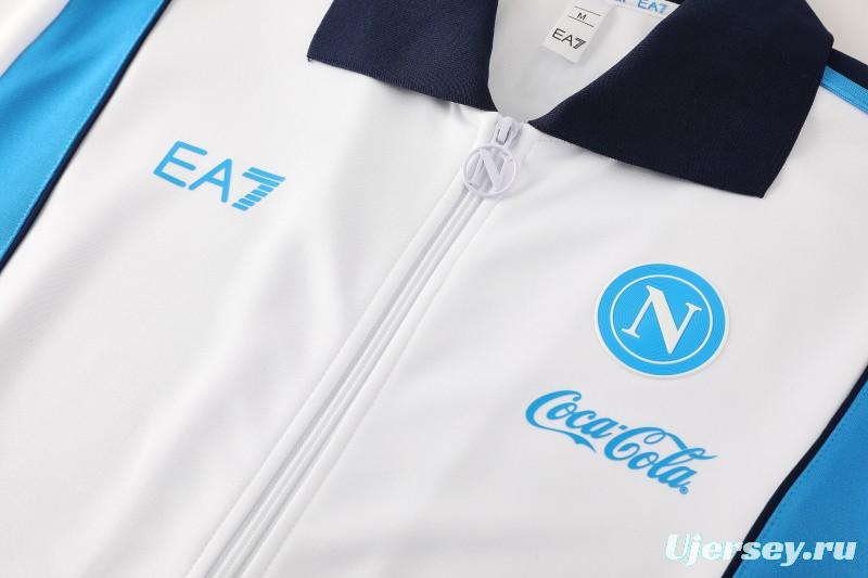 25/26 SSC Napoli White  Full zipper Jacket Tracksuit+ long pants