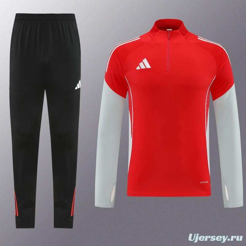 25/26  Adidas Red/White Full zipper Jacket Tracksuit+ long pants