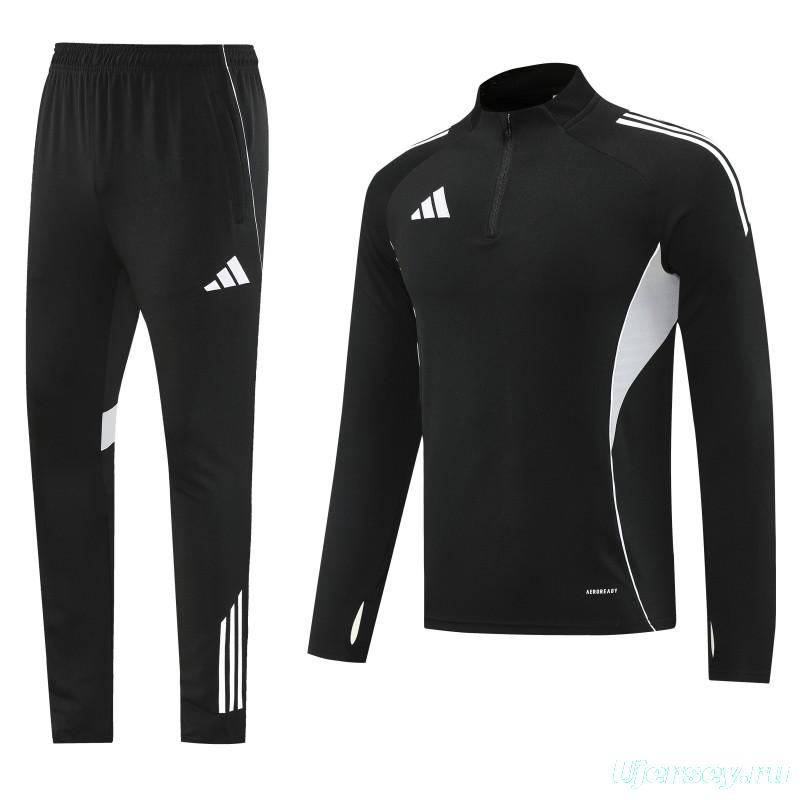 25/26  Adidas Black Full zipper Jacket Tracksuit+ long pants